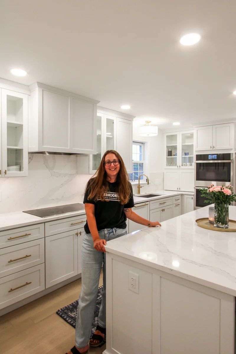 dRemodeling designer reviewing a kitchen project.