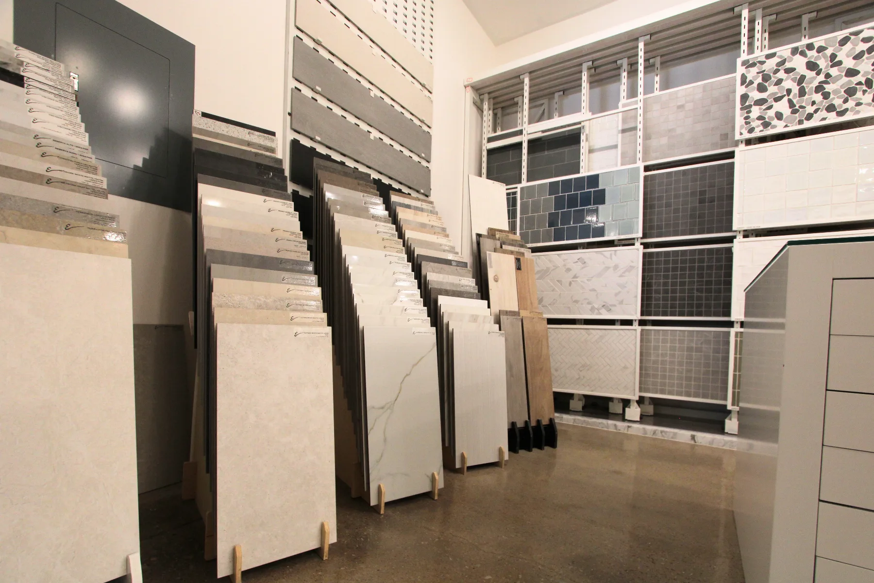 Tile and flooring samples in the dRemodeling showroom