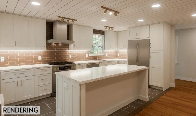 Coastal Glow Kitchen Remodel with Brass & Quartz | Center City