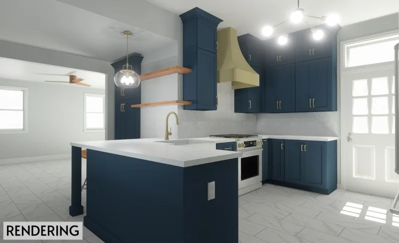 Navy and Brass Modern Kitchen Remodel | Philadelphia